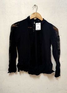 Trendy New Black Lace Detail Blouse