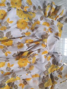 Yellow White Sleeves Floral Top