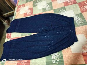 Sequined Navy Blue Palazzo Pants