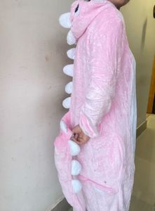 Pink dinosaur-themed onesie (for Adult)