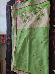 Green Embroidered Saree