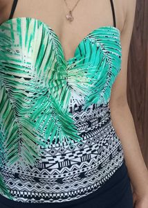 🥵👙 STYLISH Tropical Print Sexy Shiny Bodysuit ✨️