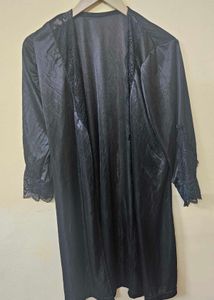 Black Lace Robe With Belt