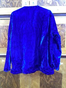 Stylish Blue Velvet Coat Shrug