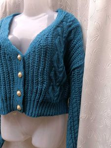 Shein Cable Knit Cropped Cardigan 💙