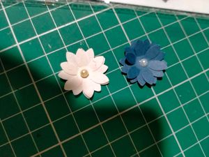 Handmade Flowers Blue N Cream Color