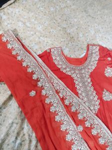 Elegant Red Embroidered work Kurta Set