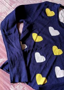 Heart Pattern Knit Sweater