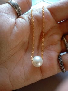 Golden Neck Chain Enhance With White Pearl
