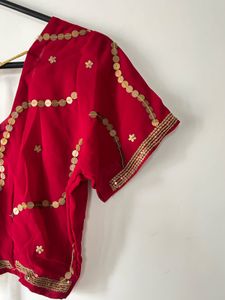 Elegant Red Embroidered Saree