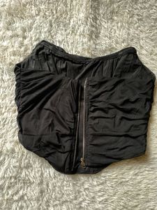 Black mesh  Ruched Corset Top
