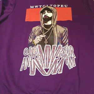 Purple Eminem Graphic Print Tee
