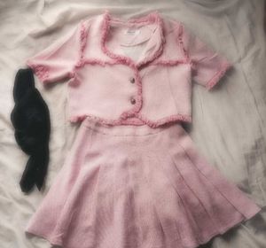 Pink Tweed Skirt Set