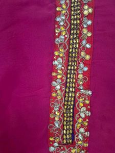 Pink Georgette Gota Patti Work Kurti