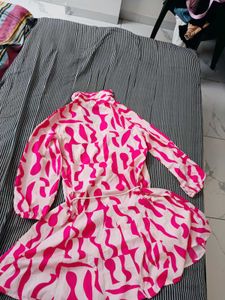 Pink Patterned Mini Dress