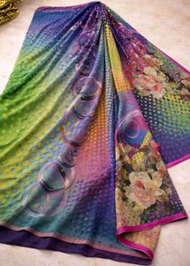 Multicolor Printed Saree with Artistic Design