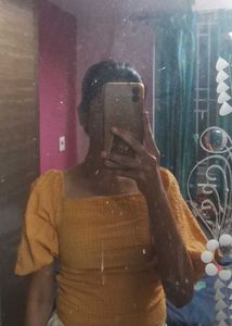 Mustard Puff Sleeve Top