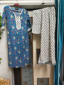 Pure Cotton Hand Block Printed Blue Suit Set