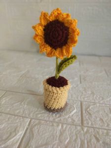 Crochet Sunflower flowerpot Decor