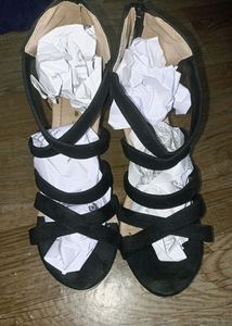 Black Velvet Heels Sandal
