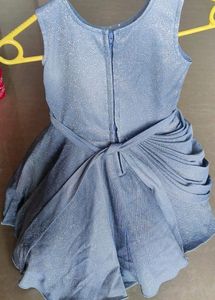 Sparkling Blue Asymmetric Party Frock &amp; Bag