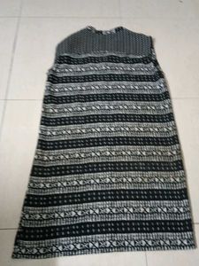 : Floral Pattern Dress And Black A Line