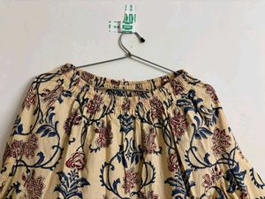 Cream Printed Jaipuri Lehenga