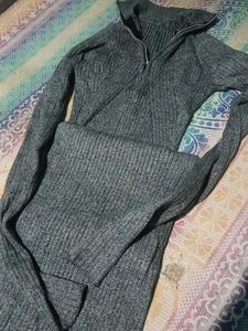 Gray Ribbed Knit Dress