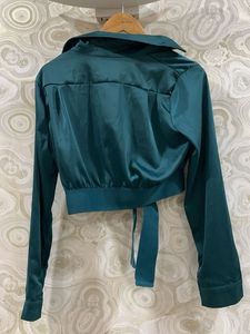 Green Satin Crop Top