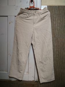 Beige Straight Jeans