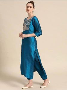 Elegant Blue Embroidered Kurta Set