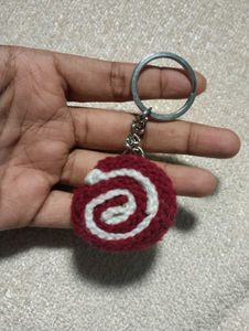 cherry red Swirl Cake Keychain