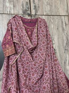 Pink Floral Kurti + Duppata (party Wear)