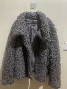 Cozy Gray Faux Fur Coat