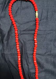 Red Colour Crystal Beeds Mala