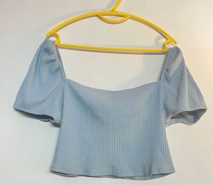 Blue Puff Sleeve Top