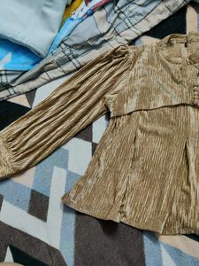 Elegant Gold Pleated Top