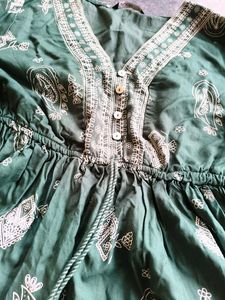 Boho Green Print Dress