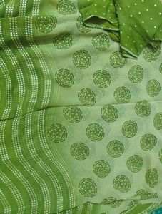 Green Printed Saree