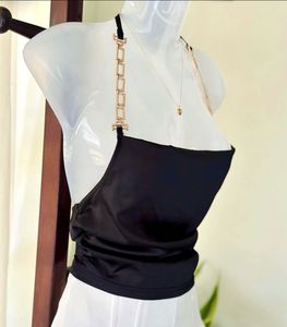 Black Chain Halter Top