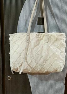 Ivory Quilted Tote Bag