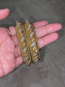 Heavy Metal Gold Kada Pair Size 2.5
