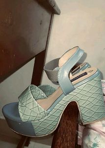 Aqua Blue Block Heel