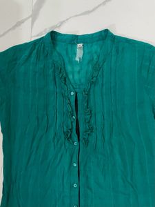 Green Ruffle Blouse