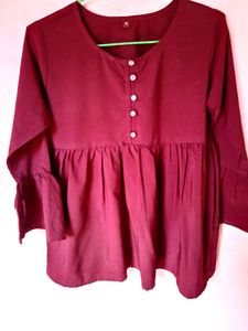 Rich Maroon Colour Bell Sleeves Top😀