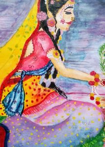 radha krishna watercolor painting