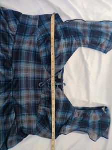 Wild Fabel blue Plaid Mini Dress