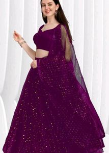Purple Lehenga with Unstitched Choli/Blouse