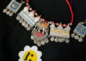 Elephant Design Oxodise Set With Earrings