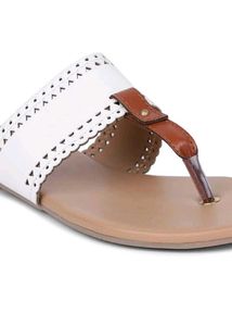 White & Brown Thong Sandals